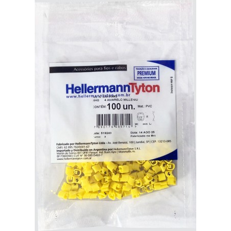 Marcador MHG Millenium, 1,5-10mm² 3,6mm PVC, N°4 Ama (x100) MHG3/7 4 AM Hellermann Tyton