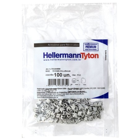 Marcador MHG Millenium, 1,5-10mm² 3,6mm PVC, N°8 Gri (x100) MHG3/7 8 GR Hellermann Tyton