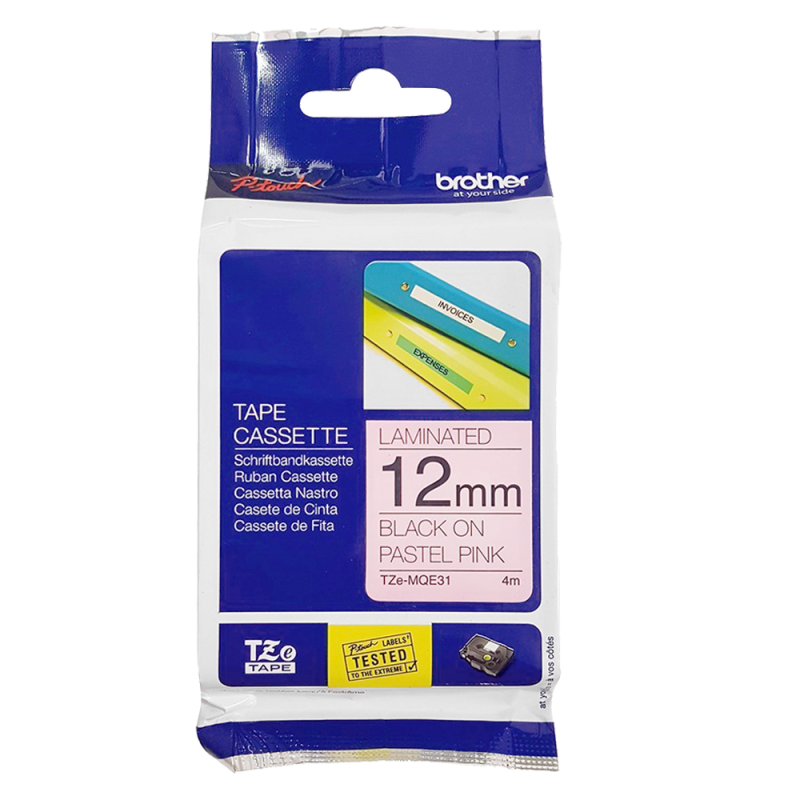 Cinta Laminada Mate TZeMQE31 Neg/Rosa Pastel 12mm Brother Cinta Laminada Mate TZeMQE31 Neg/Rosa Pastel 12mm Brother