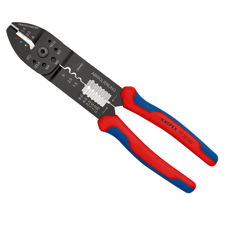 Alicate para Compresión de Terminales 97 32 240 C/S Aislac. 6mm², Pelacables Knipex Alicate para Compresión de Terminales 97 32 240 C/S Aislac. 6mm², Pelacables Knipex